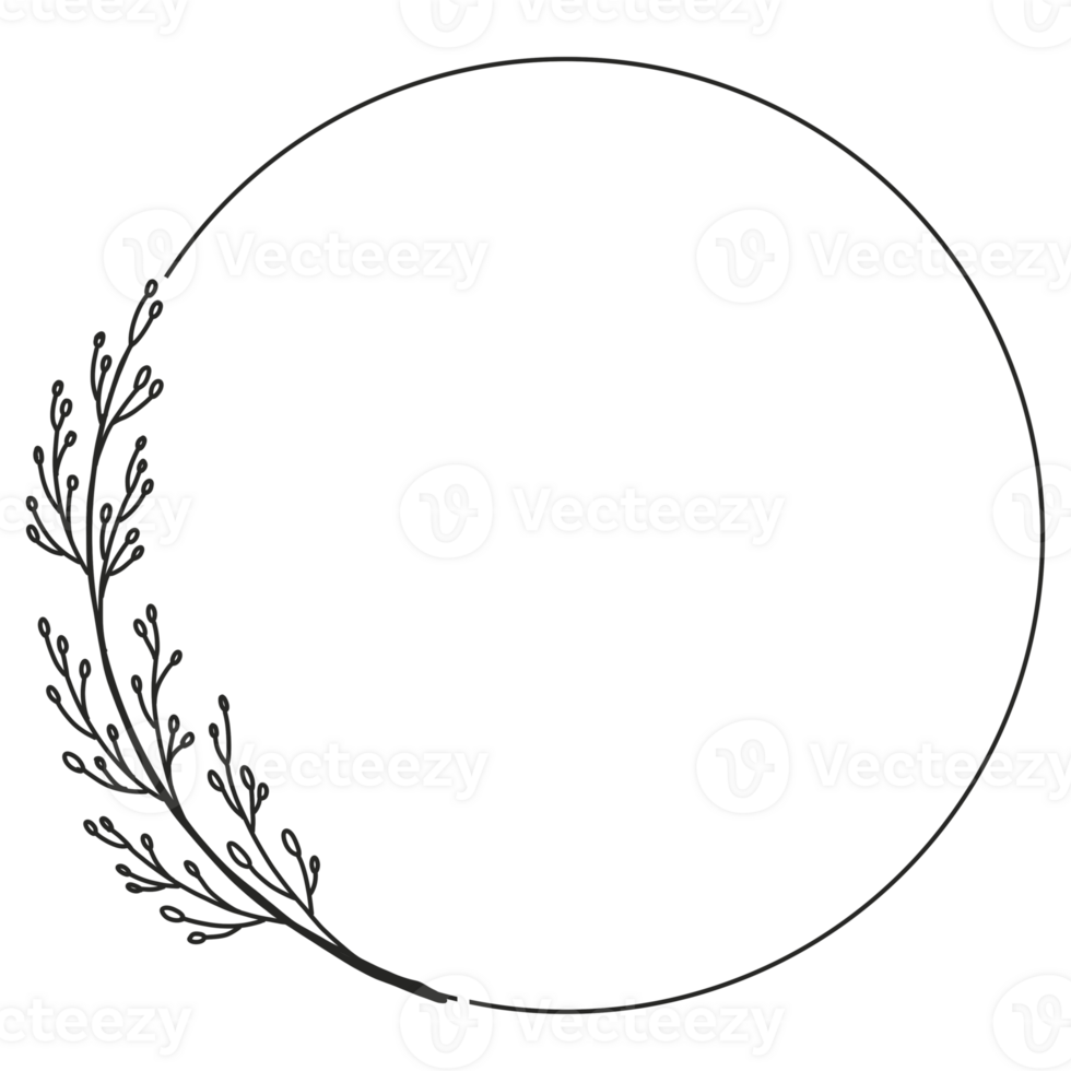 Hand Drawn Leaf Wreath png