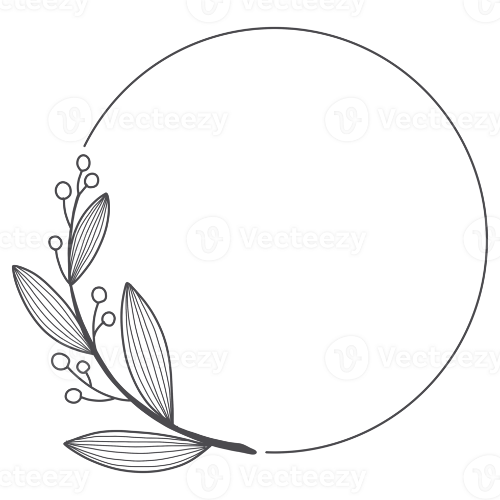 Line Art Leaf Wreath png
