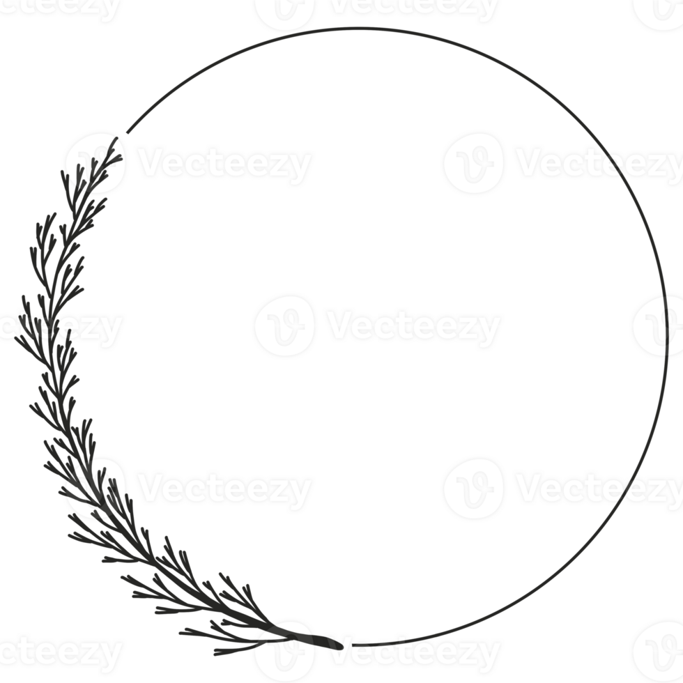 Hand Drawn Leaf Wreath png