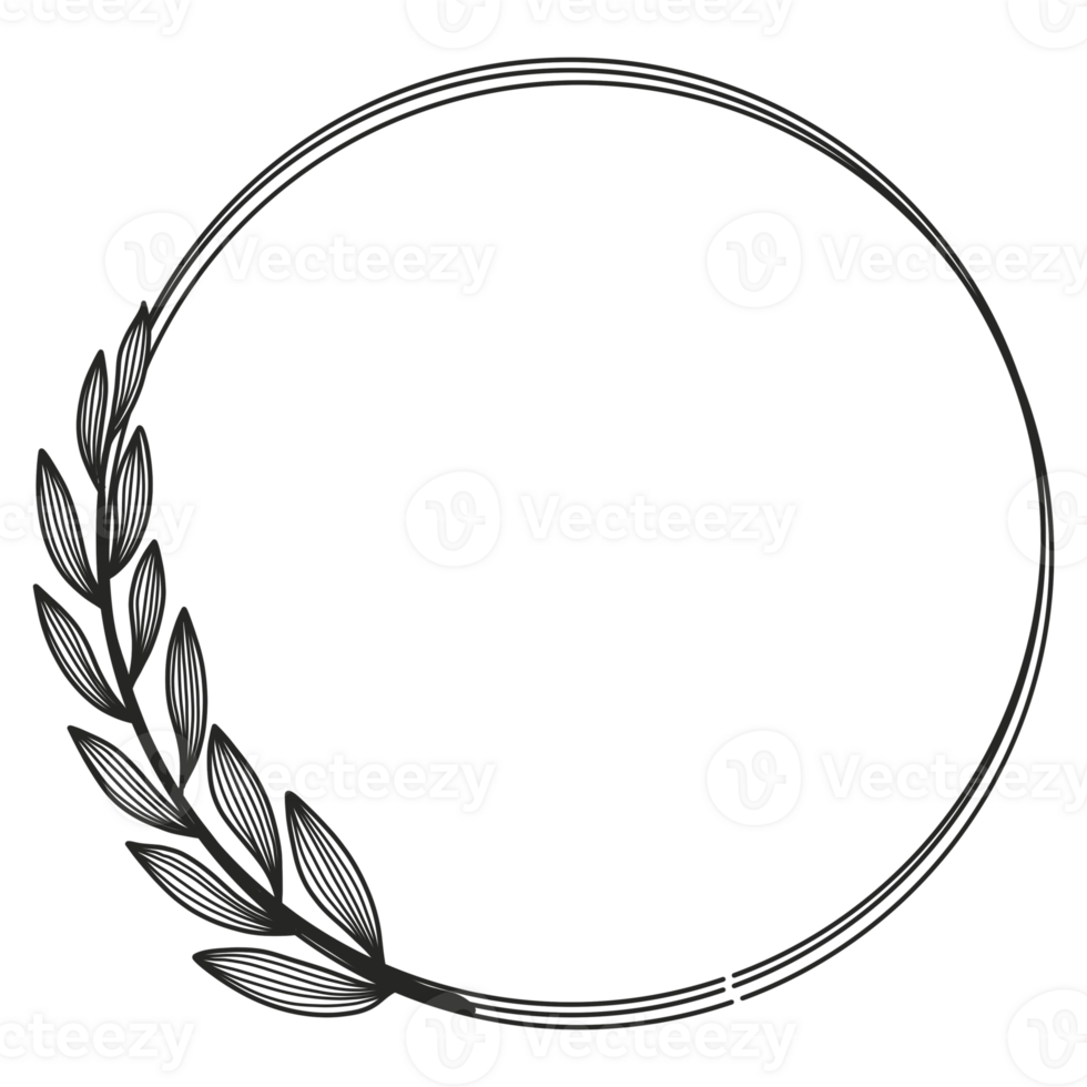 Hand Drawn Leaf Wreath png