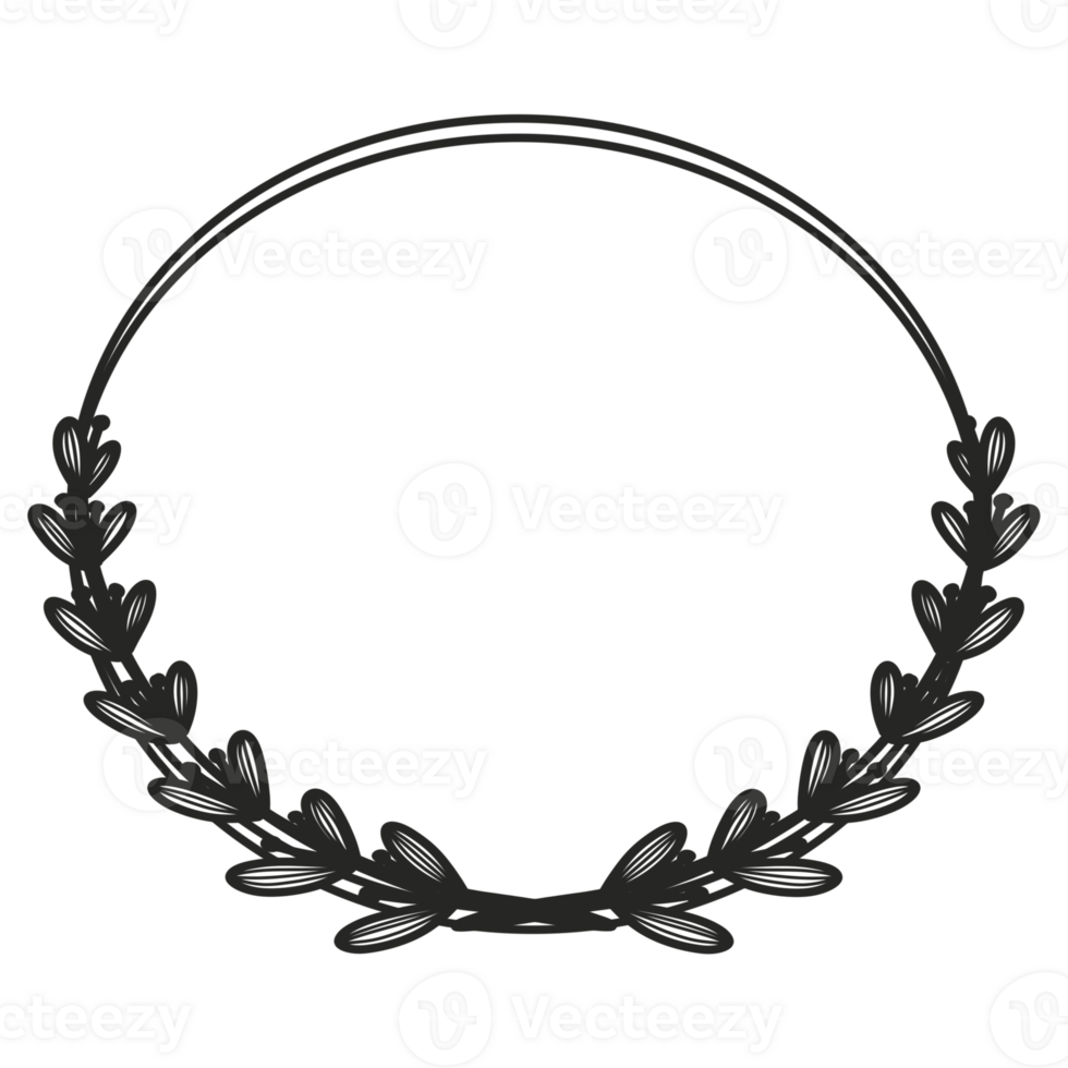 Hand Drawn Leaf Wreath png