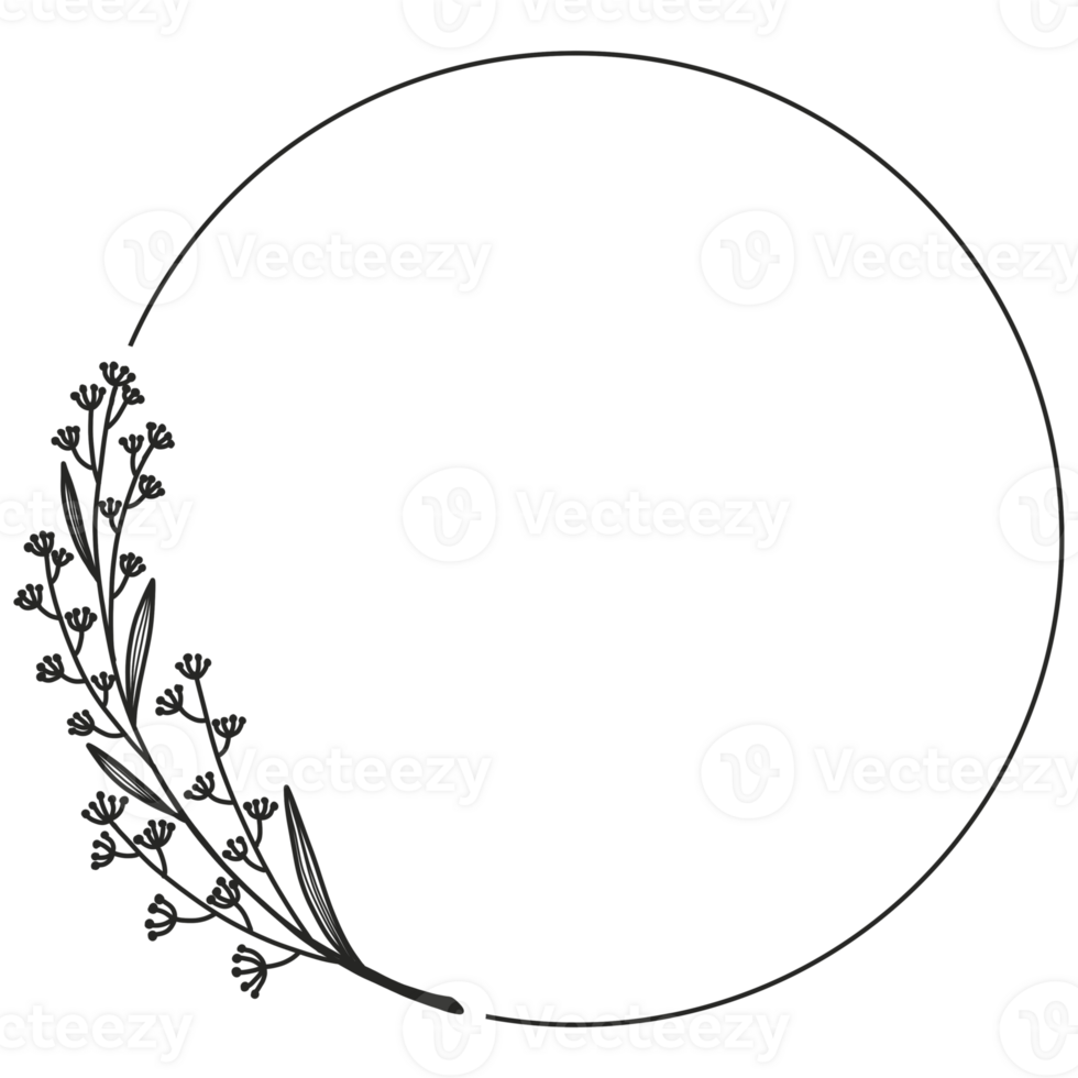 Hand Drawn Leaf Wreath png