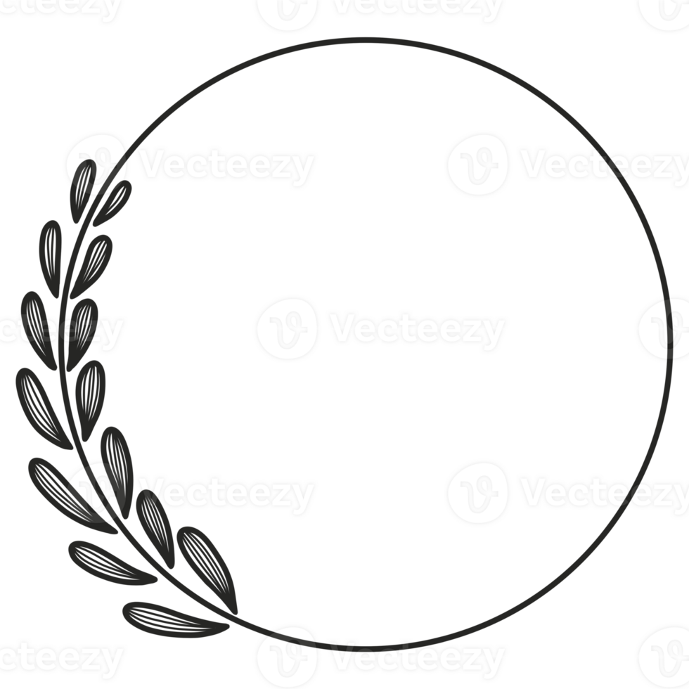Hand Drawn Leaf Wreath png