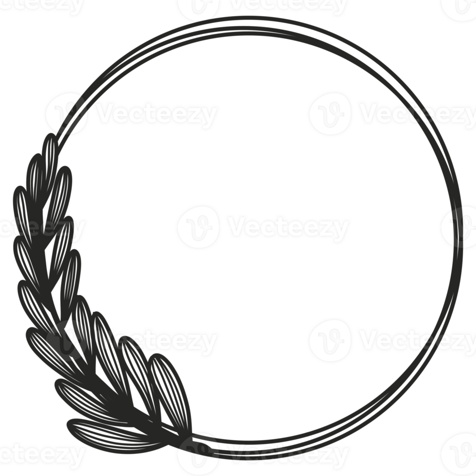Hand Drawn Leaf Wreath png