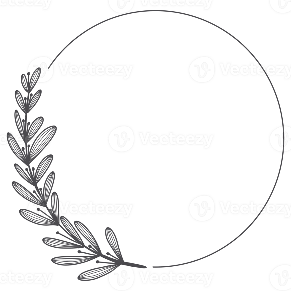 Line Art Leaf Wreath png