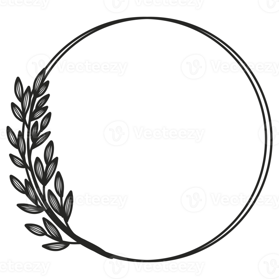 Hand Drawn Leaf Wreath png