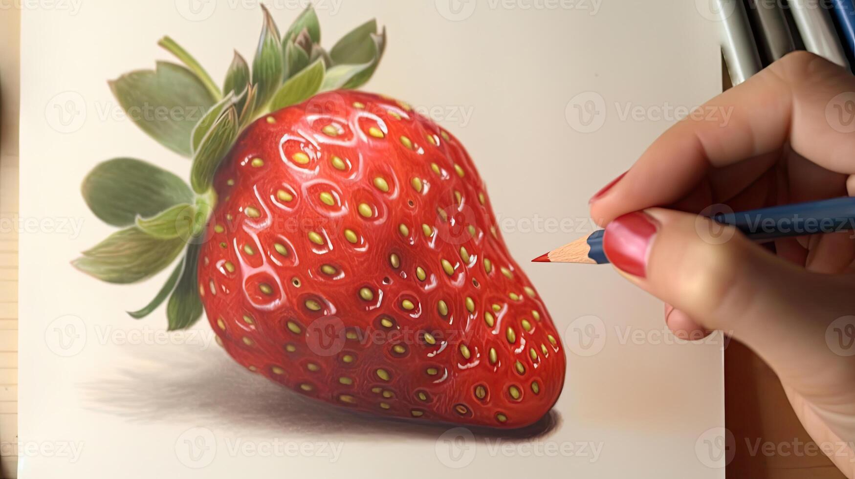 Man using pencil to draw strawberry on tracing paper, close-up Stock Photo  - Alamy