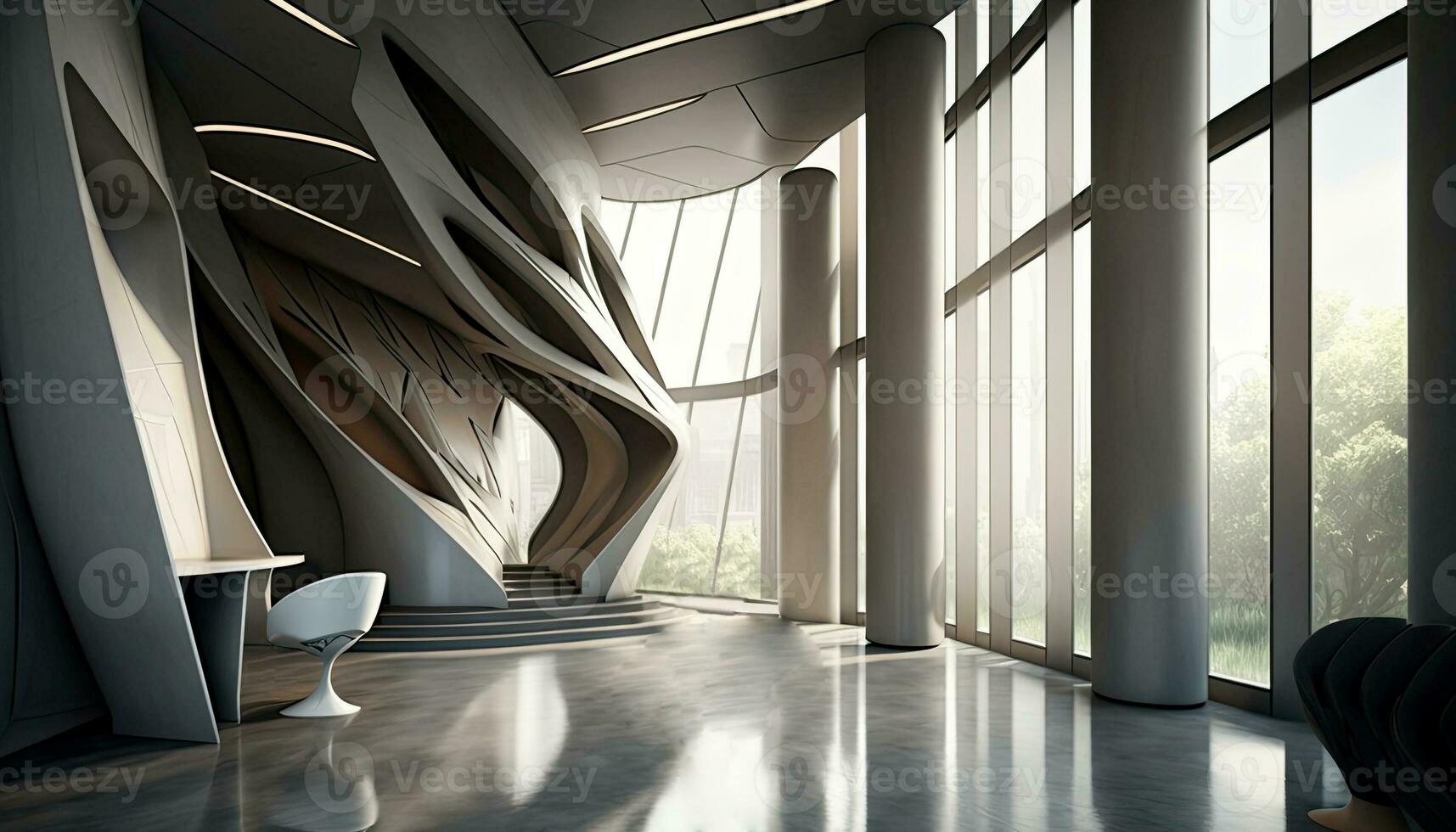 Modern Visionary Interior Design with Futuristic Architectural Look. Generative AI Technology. photo
