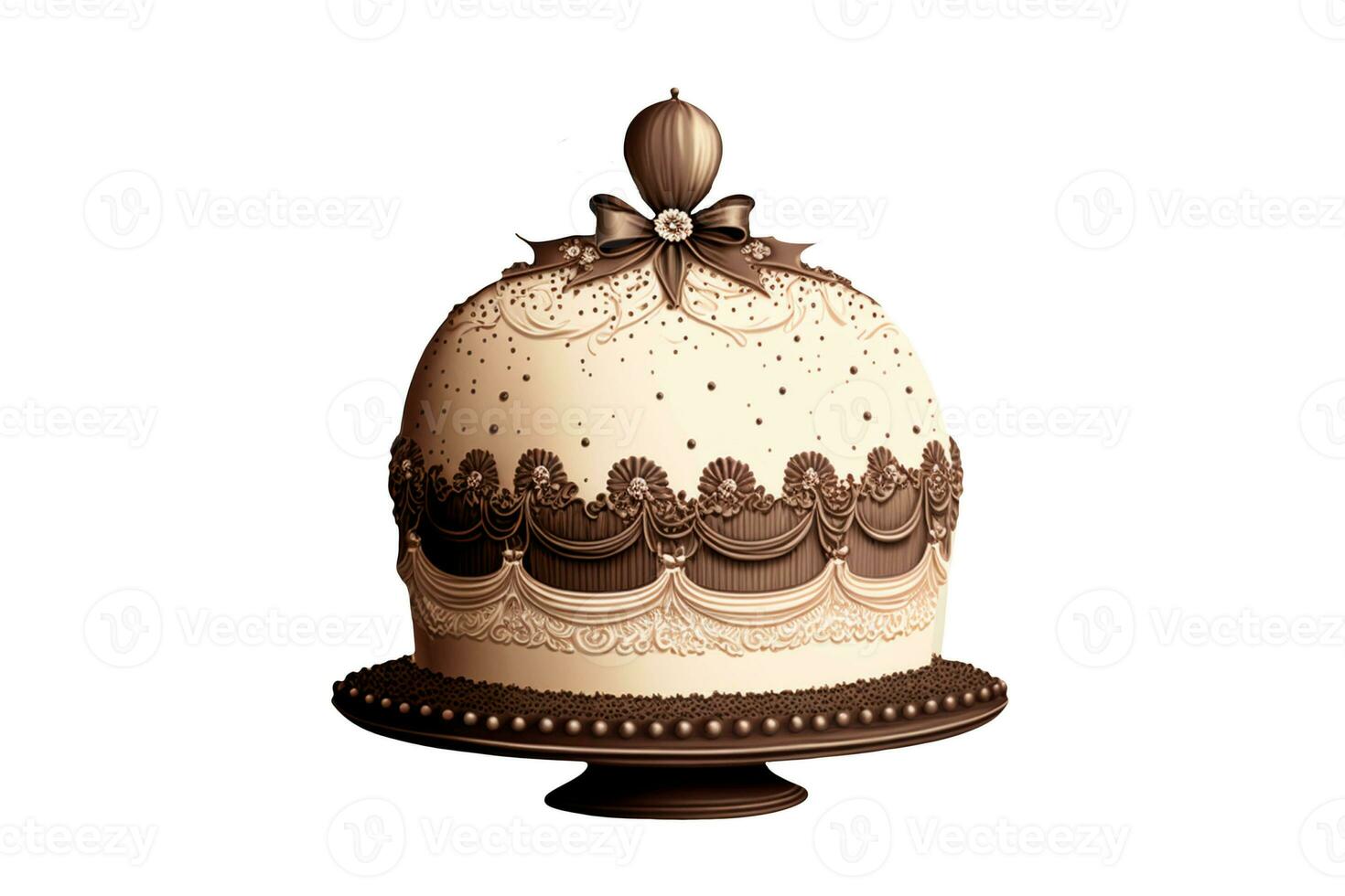 Lambeth Style Dome Shaped Cake in Brown and White Color, Ready to Any Celebration. Generative AI. photo