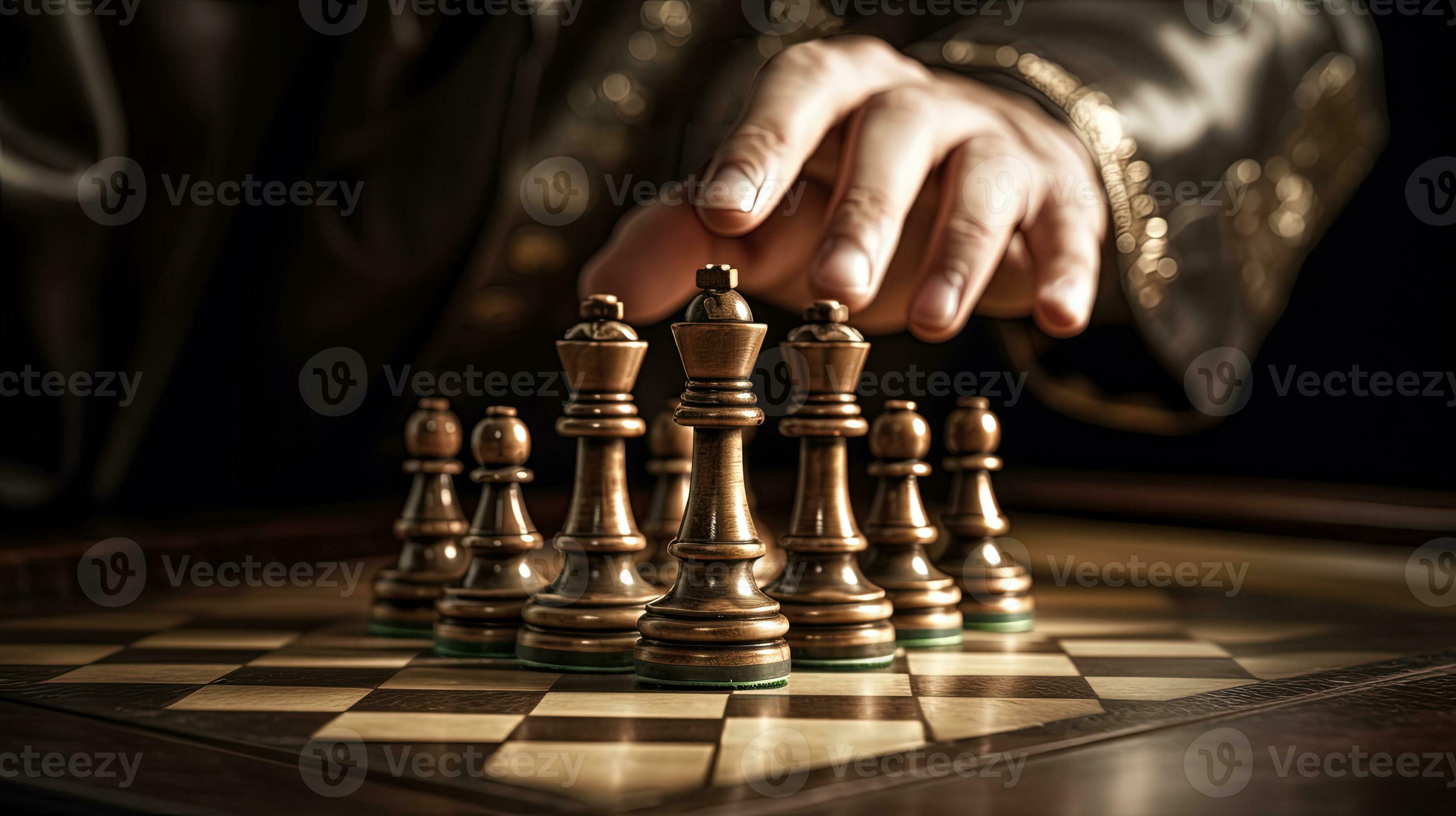 Closeup Hand of Human Taking Next Step on Chess Game. Strategy, Management  or Leadership Concept. Generative AI Technology. 24084464 Stock Photo at  Vecteezy