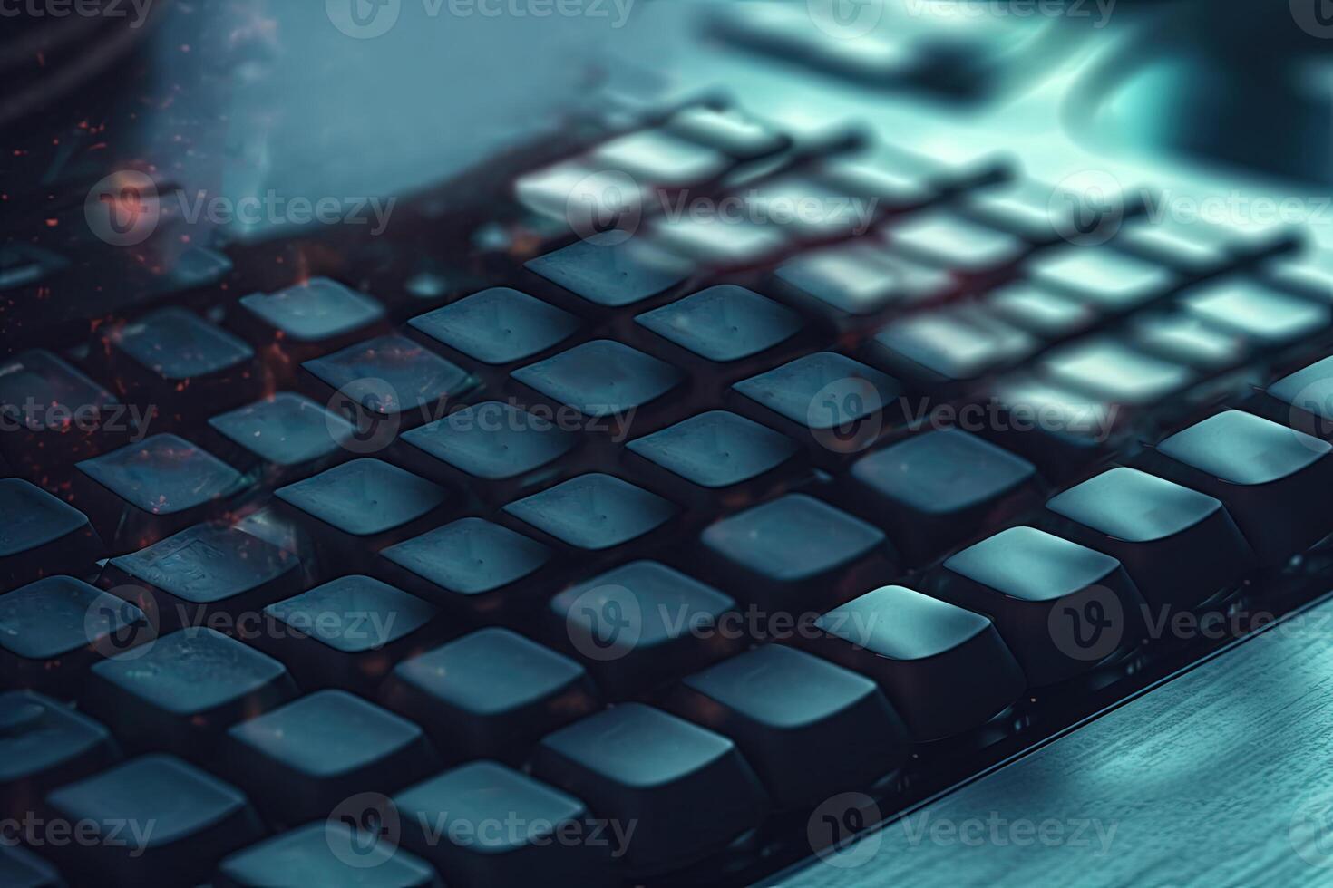 Closeup Image of Portable Keyboard Mockup. Digital Technology. photo