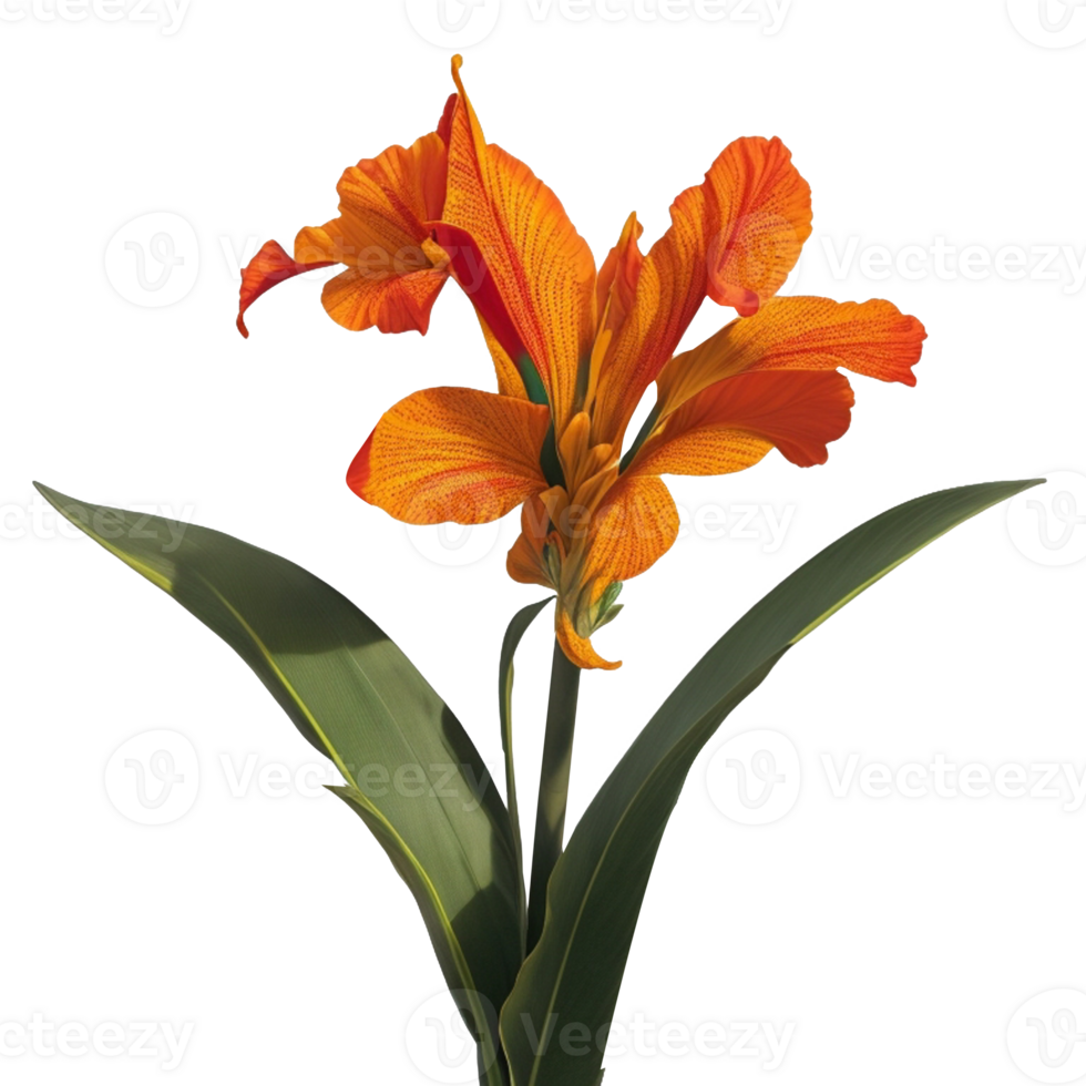 canna flor vermelho beleza flora verde folha para decoração png