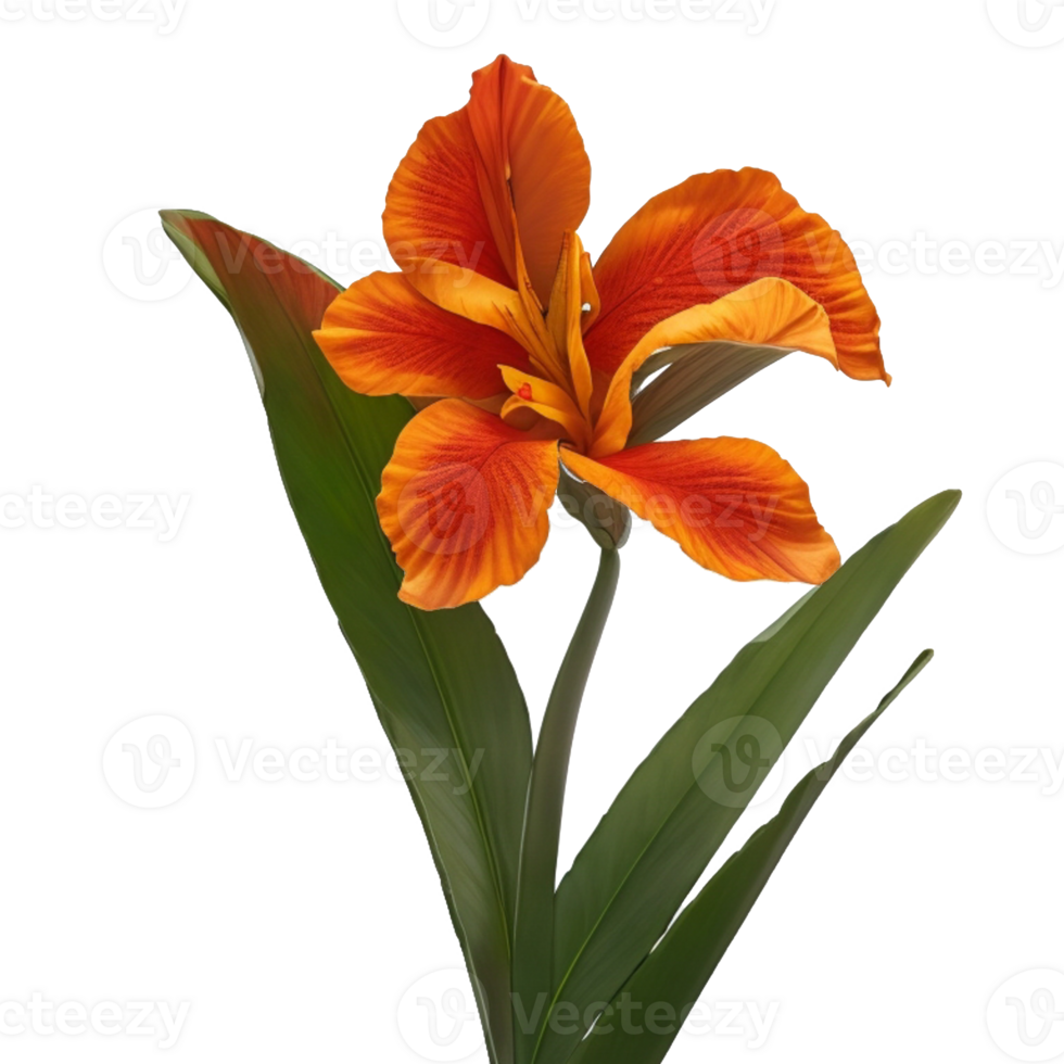 canna flor vermelho beleza flora verde folha para decoração png