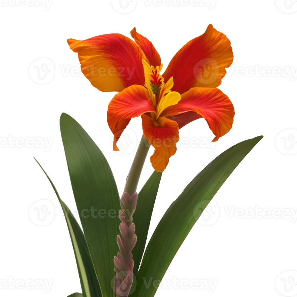 canna fiore rosso bellezza flora verde foglia per decorazione png