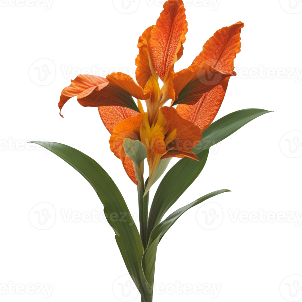 canna flower red beauty flora green leaf to decoration png