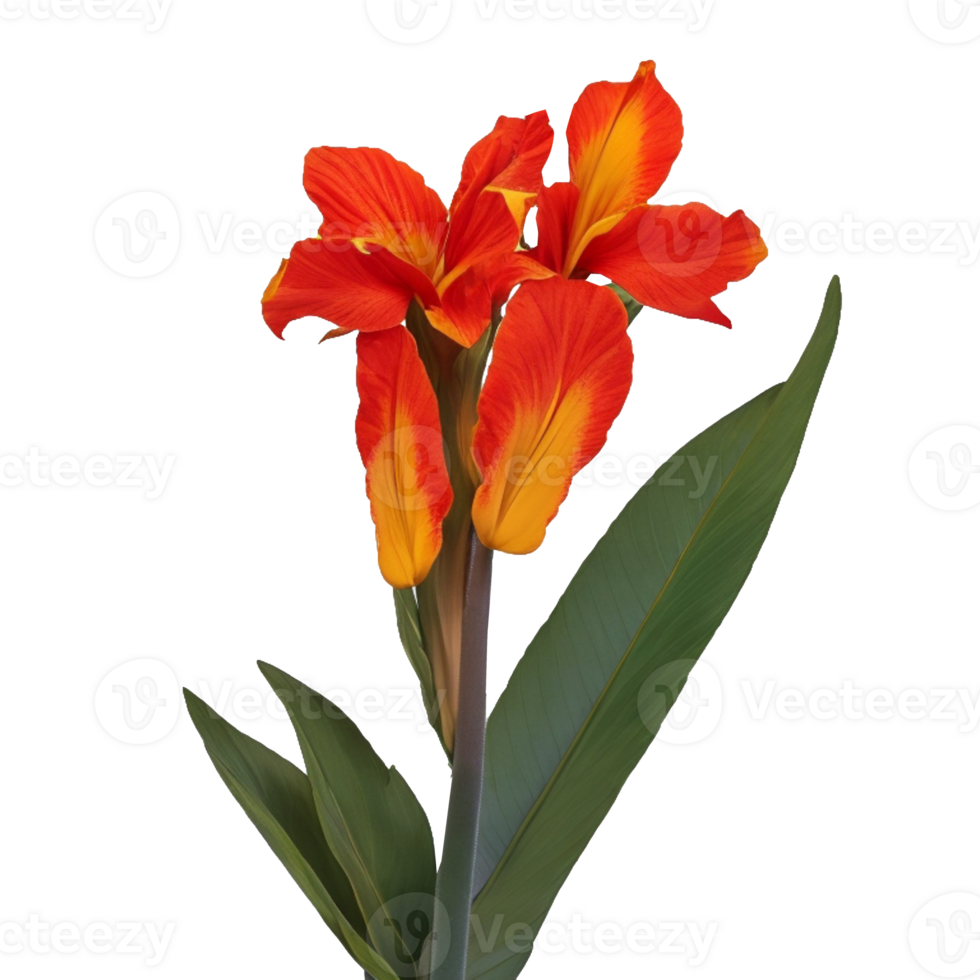 canna flower red beauty flora green leaf to decoration png
