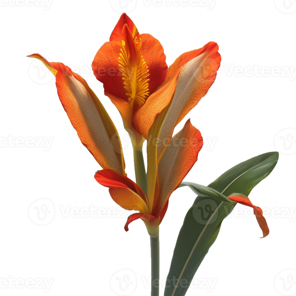 canna flower red beauty flora green leaf to decoration png
