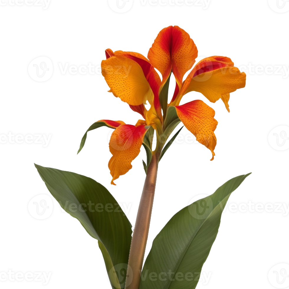 canna flower red beauty flora green leaf to decoration png