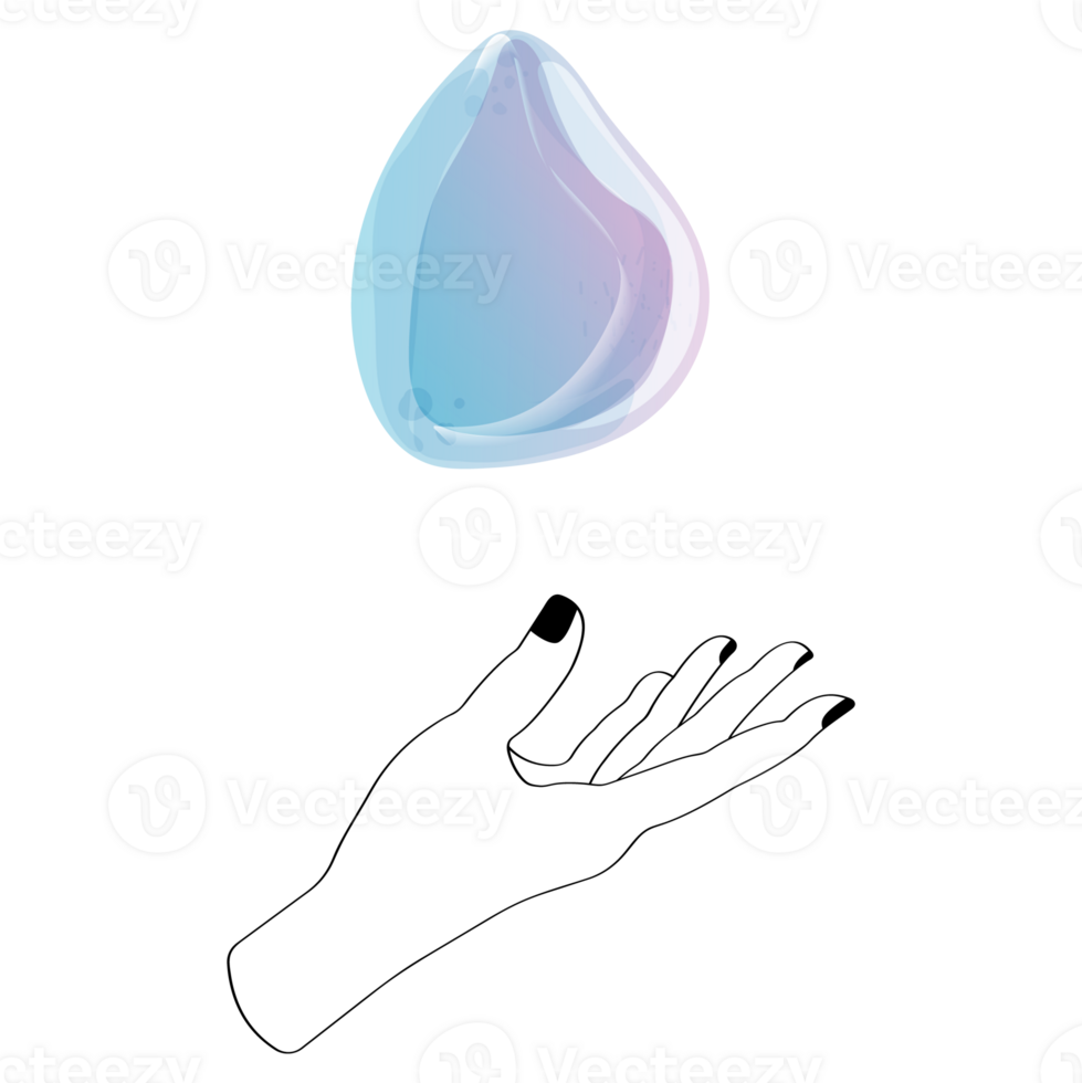 Celestial Mystical Line Hands with Blue Gradient Quartz Crystal. Esoteric Symbols png