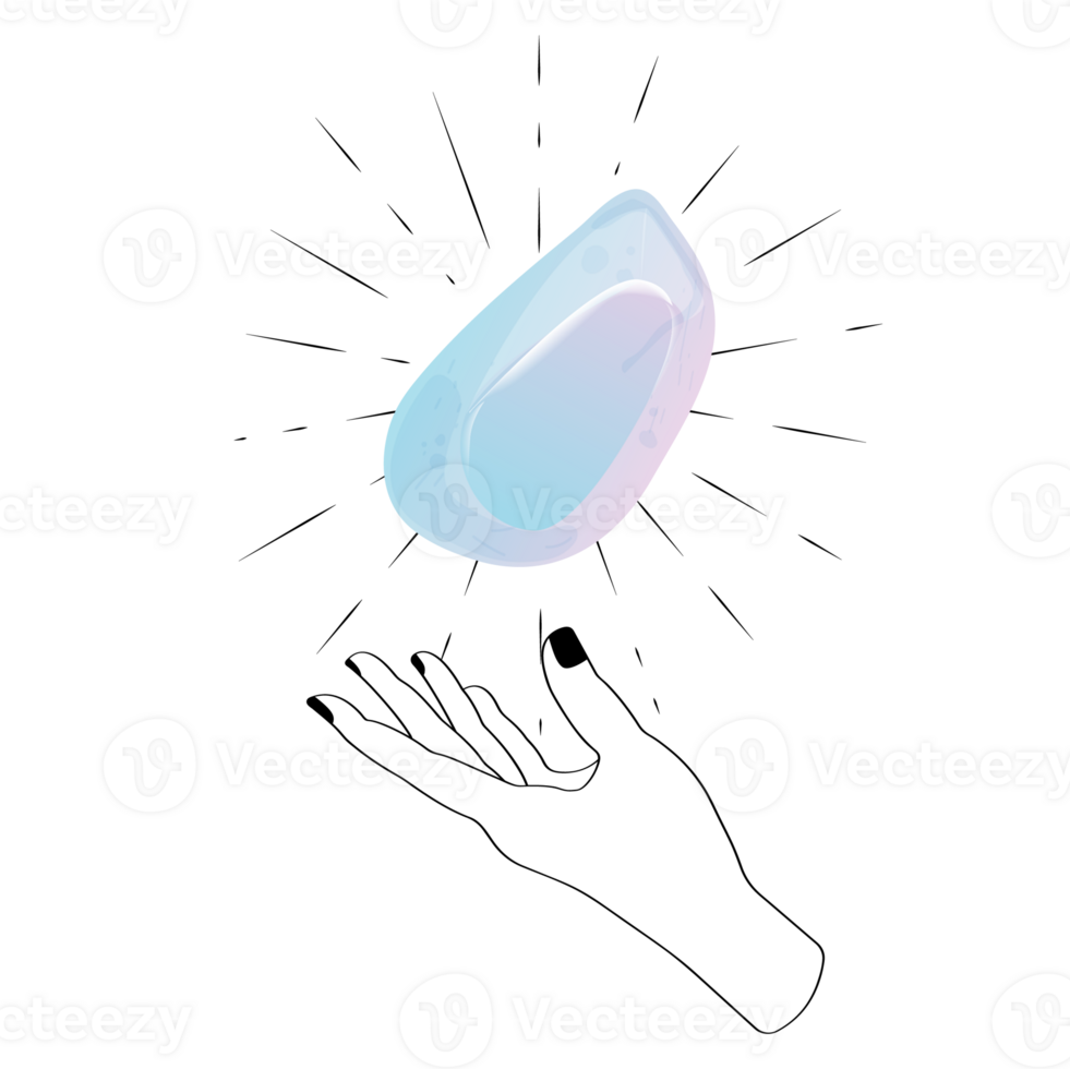 Celestial Mystical Line Hands with Blue Sparkly Gradient Quartz Crystal. Esoteric Symbols png