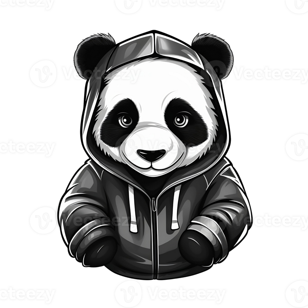 Cute Panda Bear No Background Image. Apply to any context. Perfect for Print on Demand Merchandise Design. png