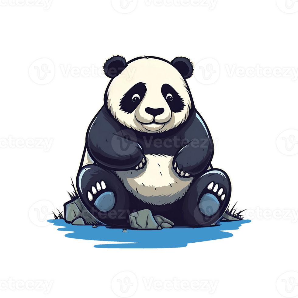 Cute Panda Bear No Background Image. Apply to any context. Perfect for Print on Demand Merchandise Design. png