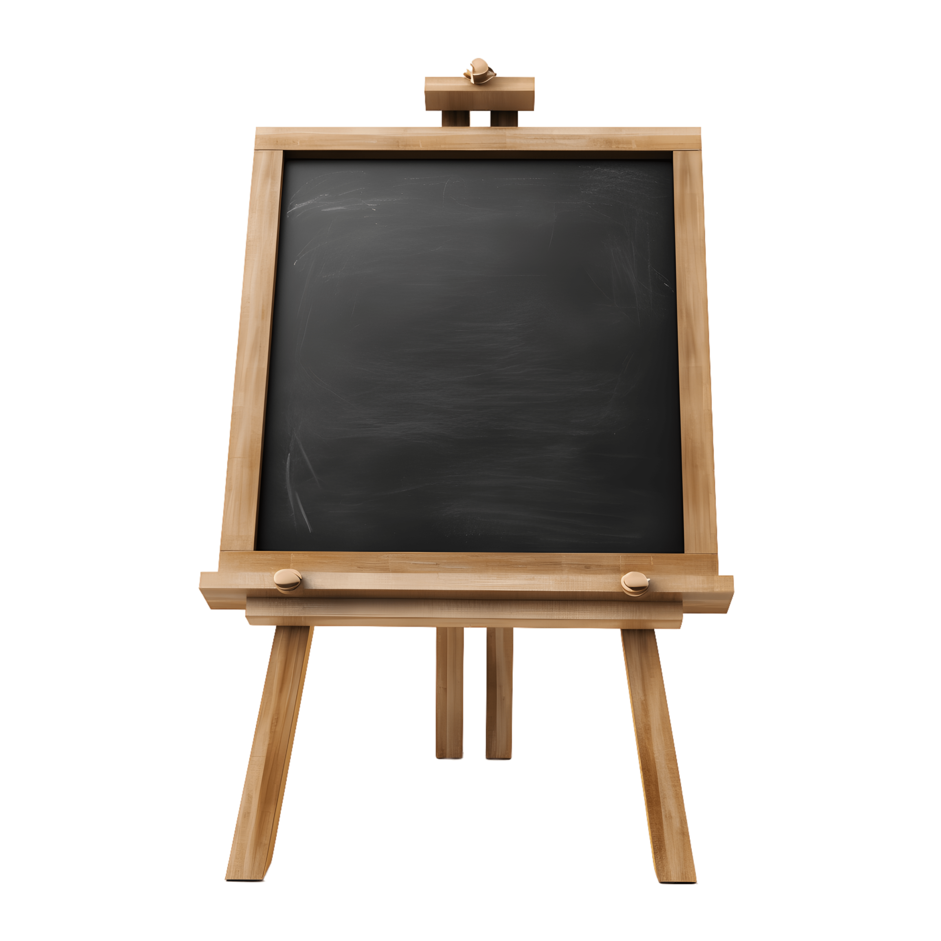 black chalkboard easel in the wooden frame isolated on transparent background. AI Generated