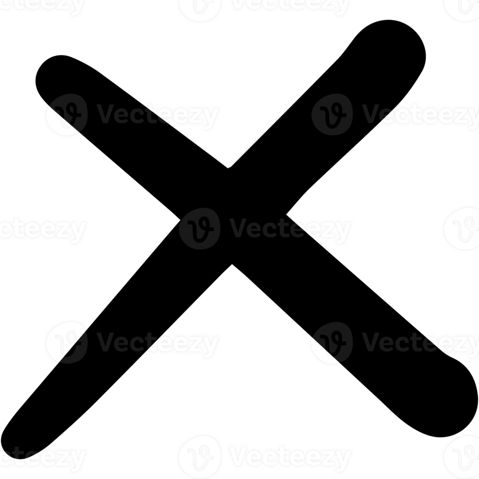 Wrong mark symbol hand drawn style. Black color cross wrong mark icon. png