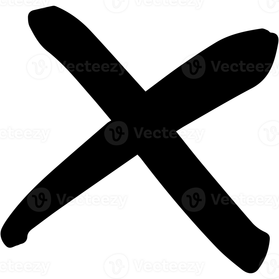 Wrong mark symbol hand drawn style. Black color cross wrong mark icon. png