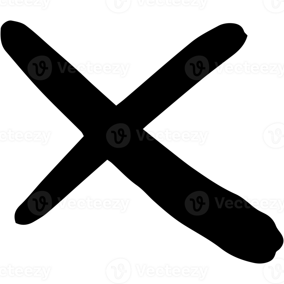 Wrong mark symbol hand drawn style. Black color cross wrong mark icon. png