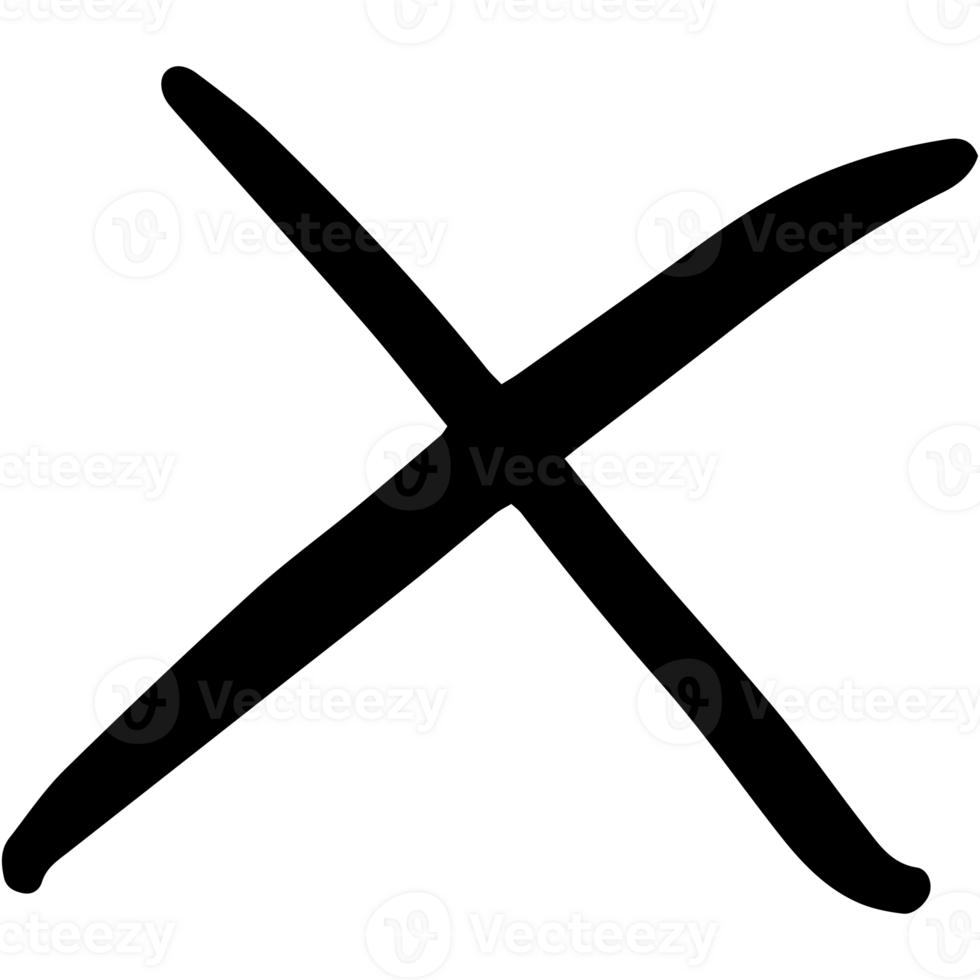 Wrong mark symbol hand drawn style. Black color cross wrong mark icon. png