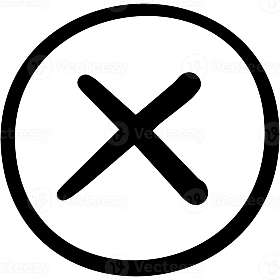 Wrong mark symbol hand drawn style. Black color cross wrong mark icon. png
