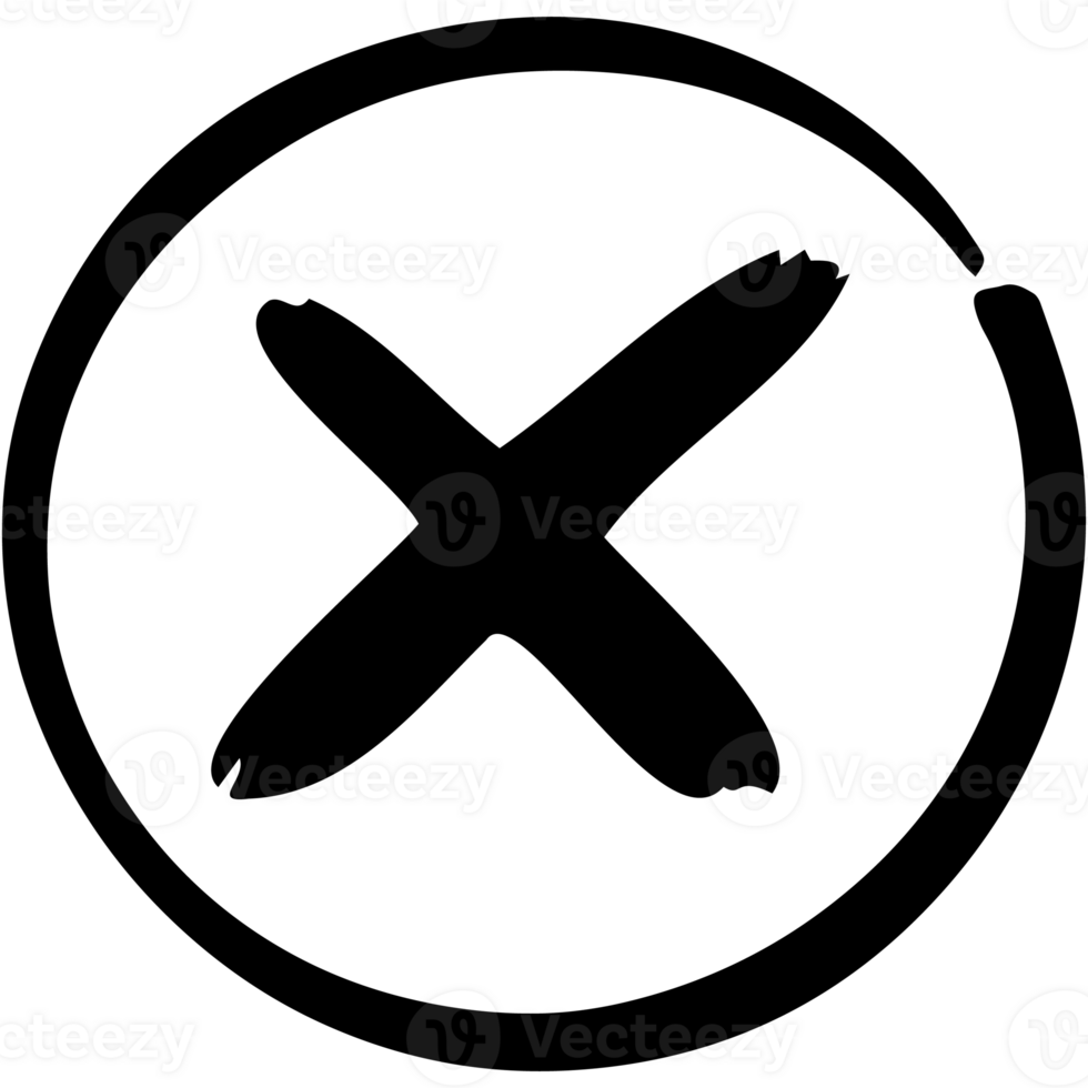 Wrong mark symbol hand drawn style. Black color cross wrong mark icon. png