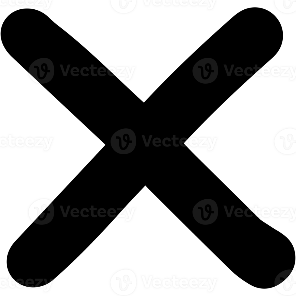 Wrong mark symbol hand drawn style. Black color cross wrong mark icon. png