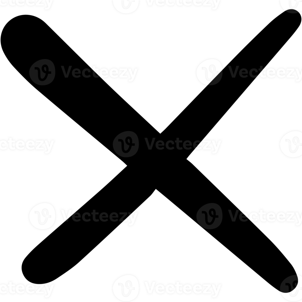 Wrong mark symbol hand drawn style. Black color cross wrong mark icon. png