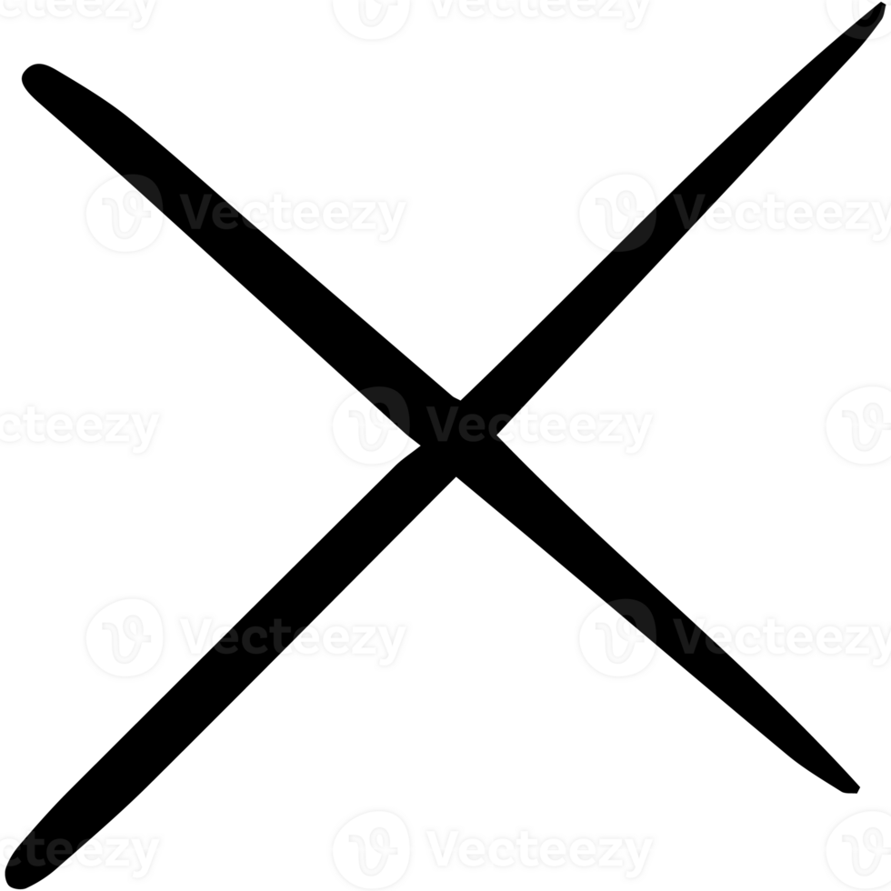 Wrong mark symbol hand drawn style. Black color cross wrong mark icon. png