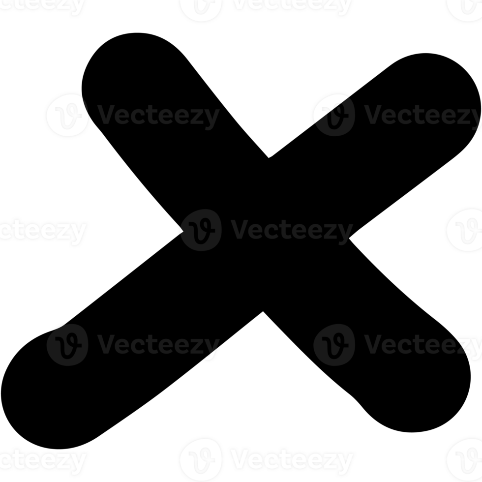 Wrong mark symbol hand drawn style. Black color cross wrong mark icon. png