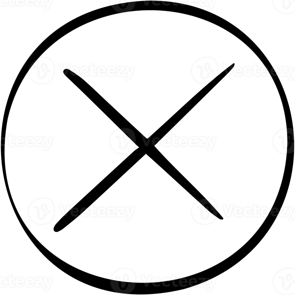 Wrong mark symbol hand drawn style. Black color cross wrong mark icon. png