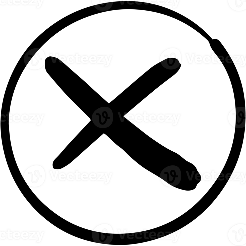 Wrong mark symbol hand drawn style. Black color cross wrong mark icon. png