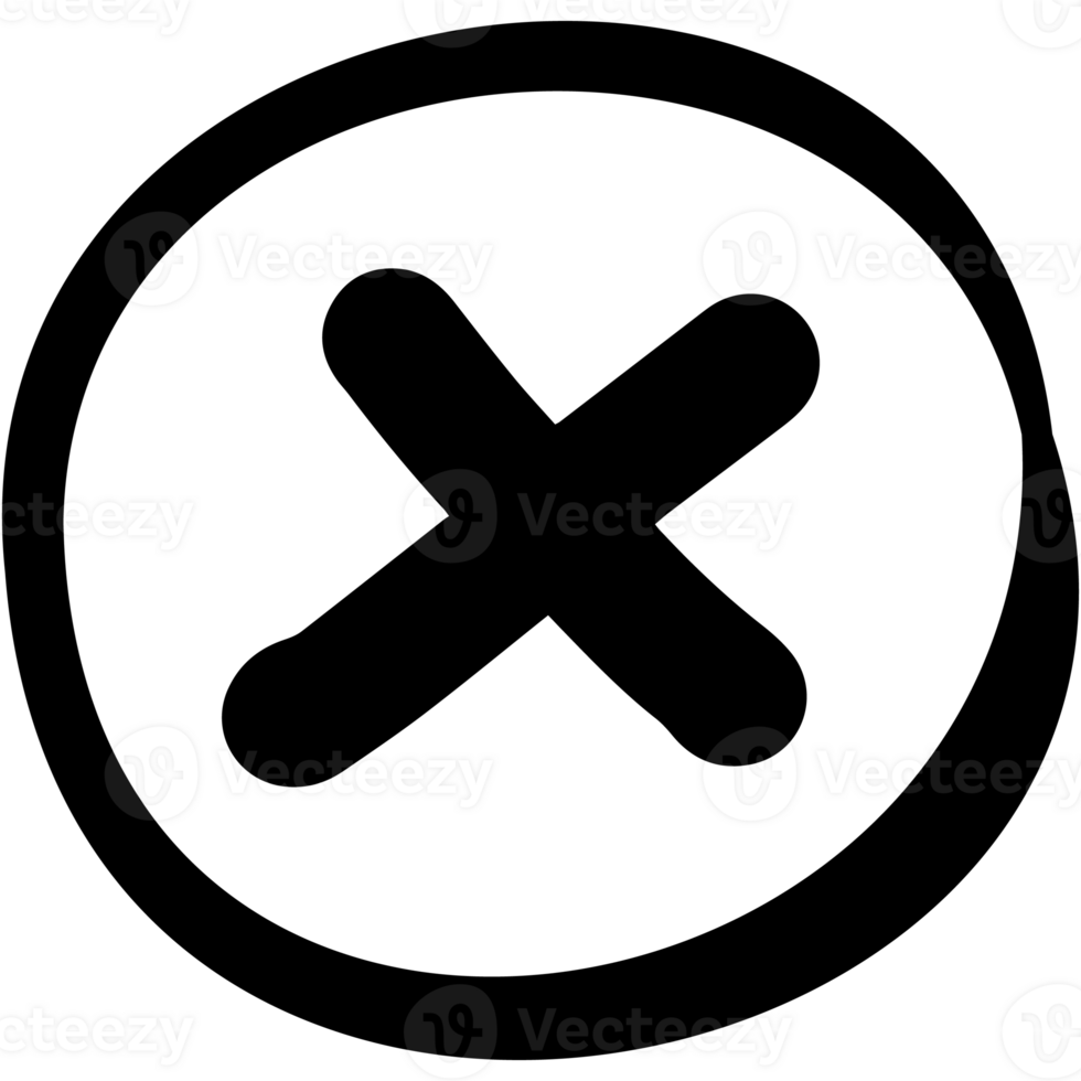Wrong mark symbol hand drawn style. Black color cross wrong mark icon. png