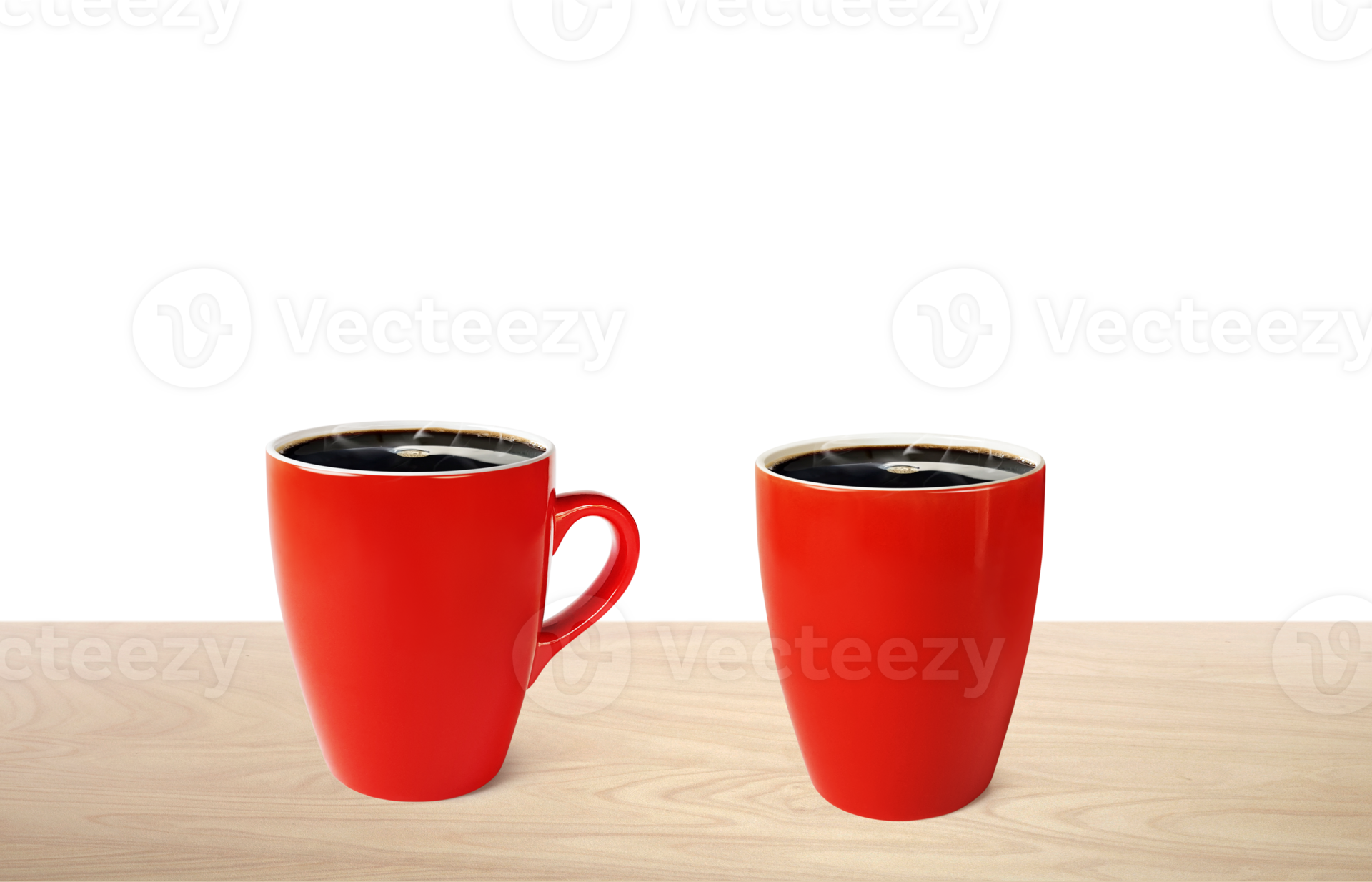 Hot coffee in red mug on wooden table png transparent 25142381 png