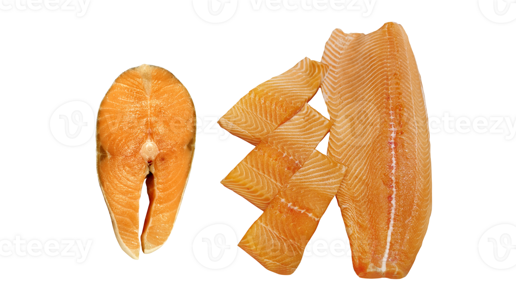 salmon, trout, steak, slices of fresh raw fish, isolated  PNG transparent
