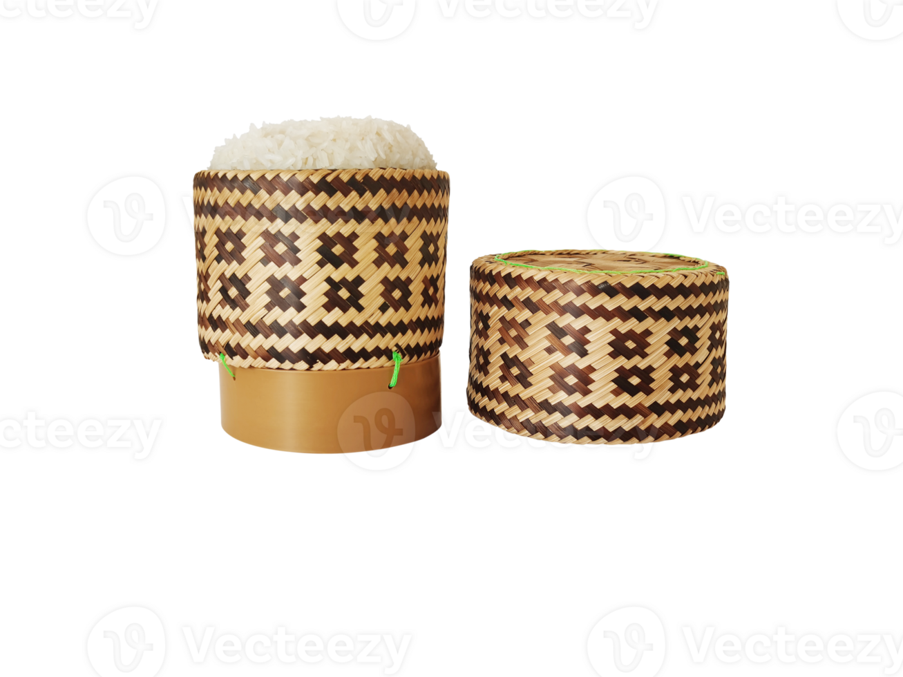 Wooden bamboo traditional style box with Thai sticky rice PNG transparent