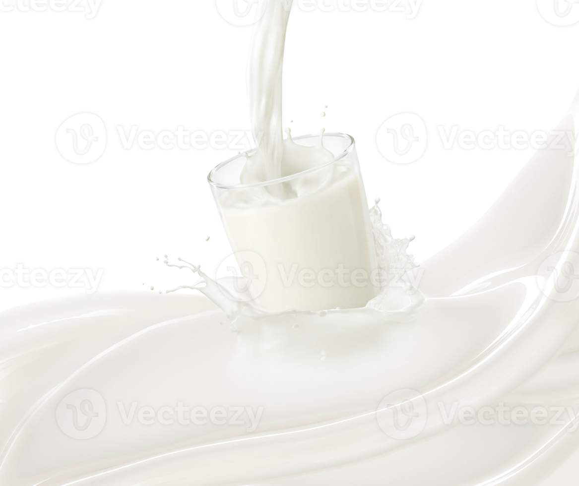 milk poured into glass on milky background PNG transparent