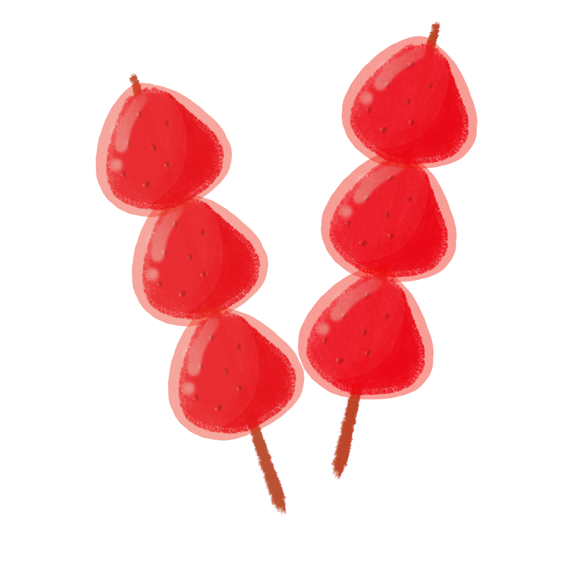fraise Tanghulu confit des fruits dessiné à la main dessin illustration