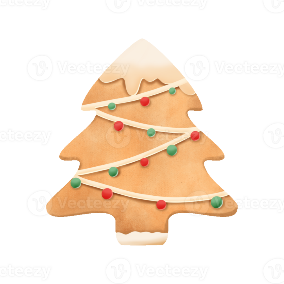 Christmas tree cookie hand drawn illustration water color png