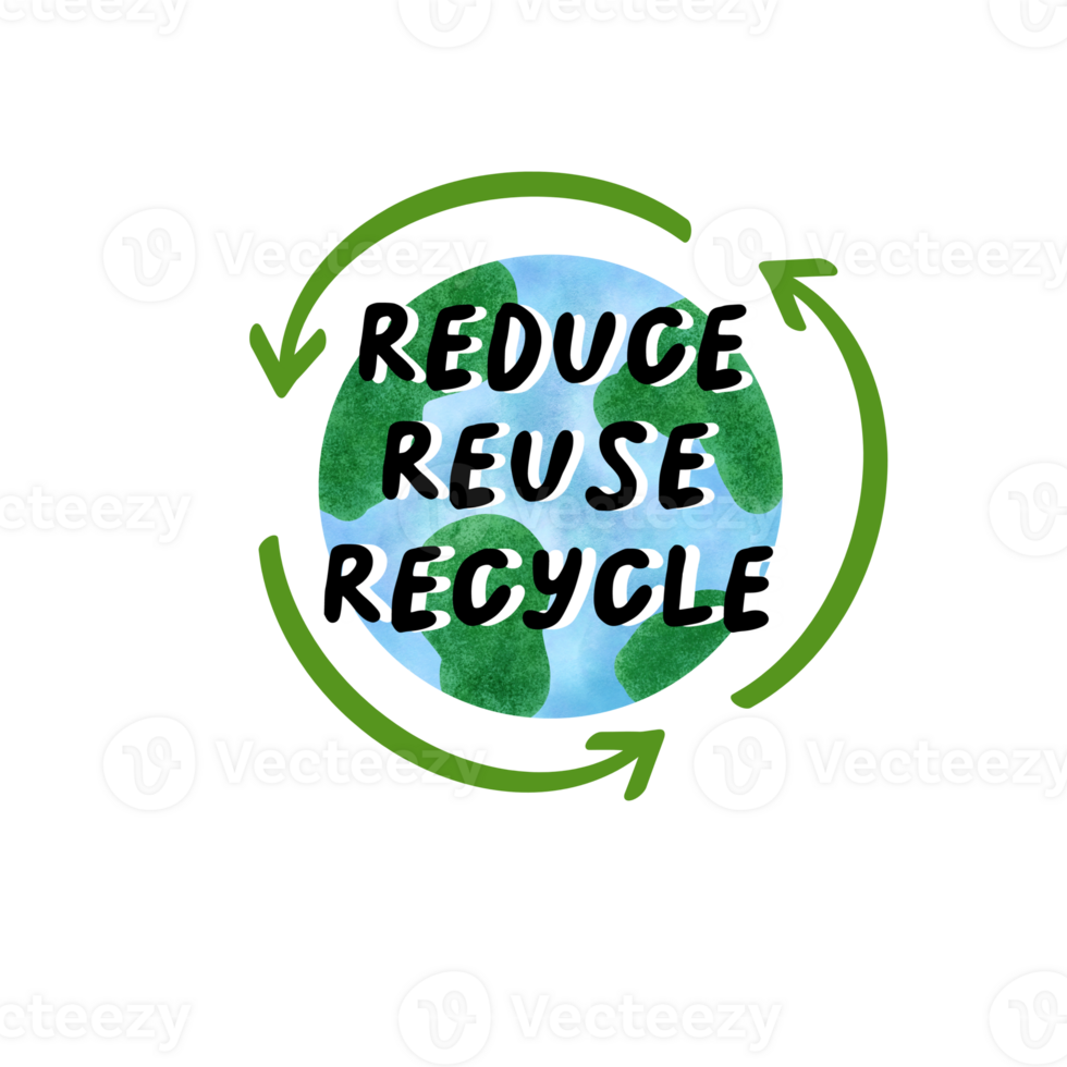 reduce reuse recycle Save the earth,Eco friendly handdrawn drawing illustration png