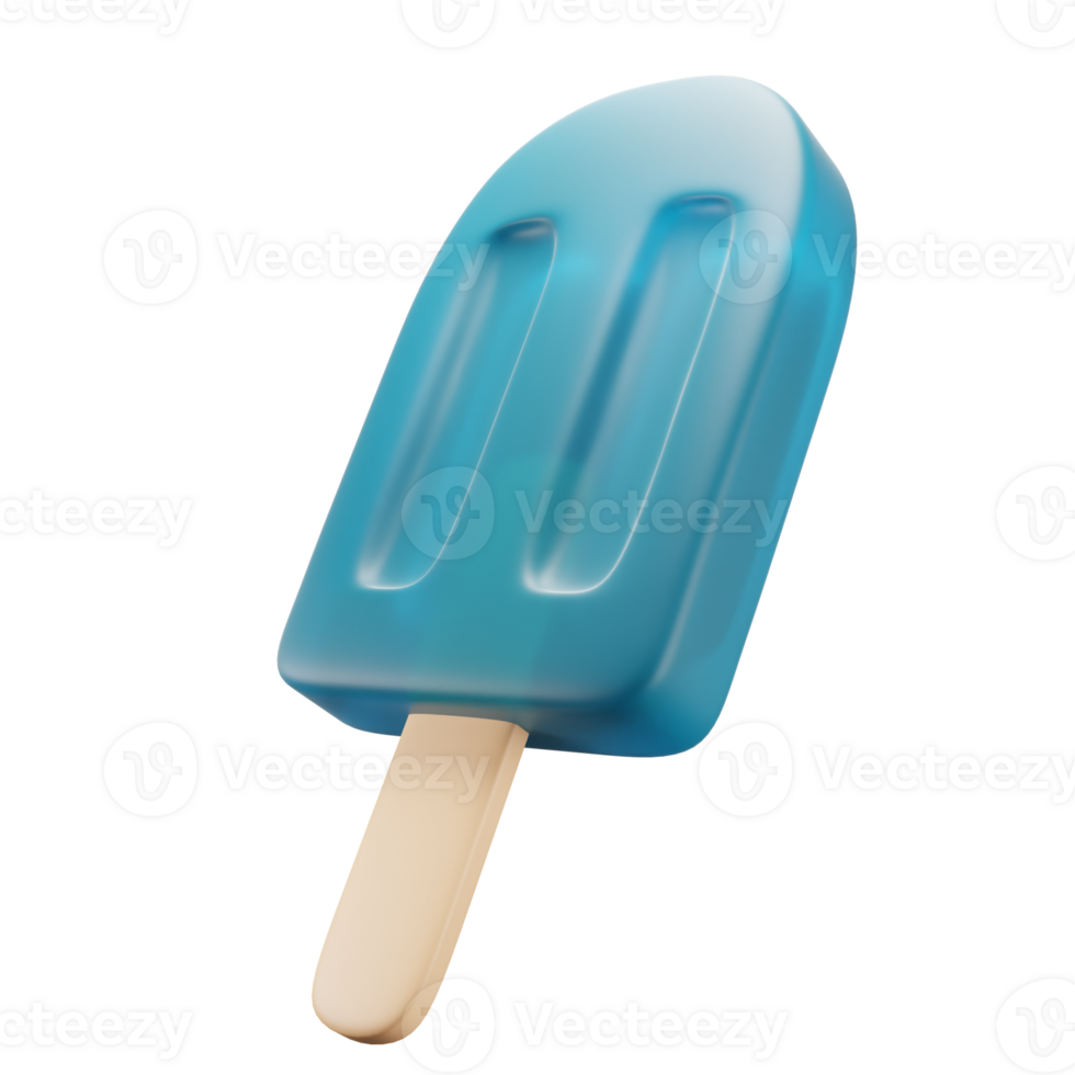 3D render blue ice pop png