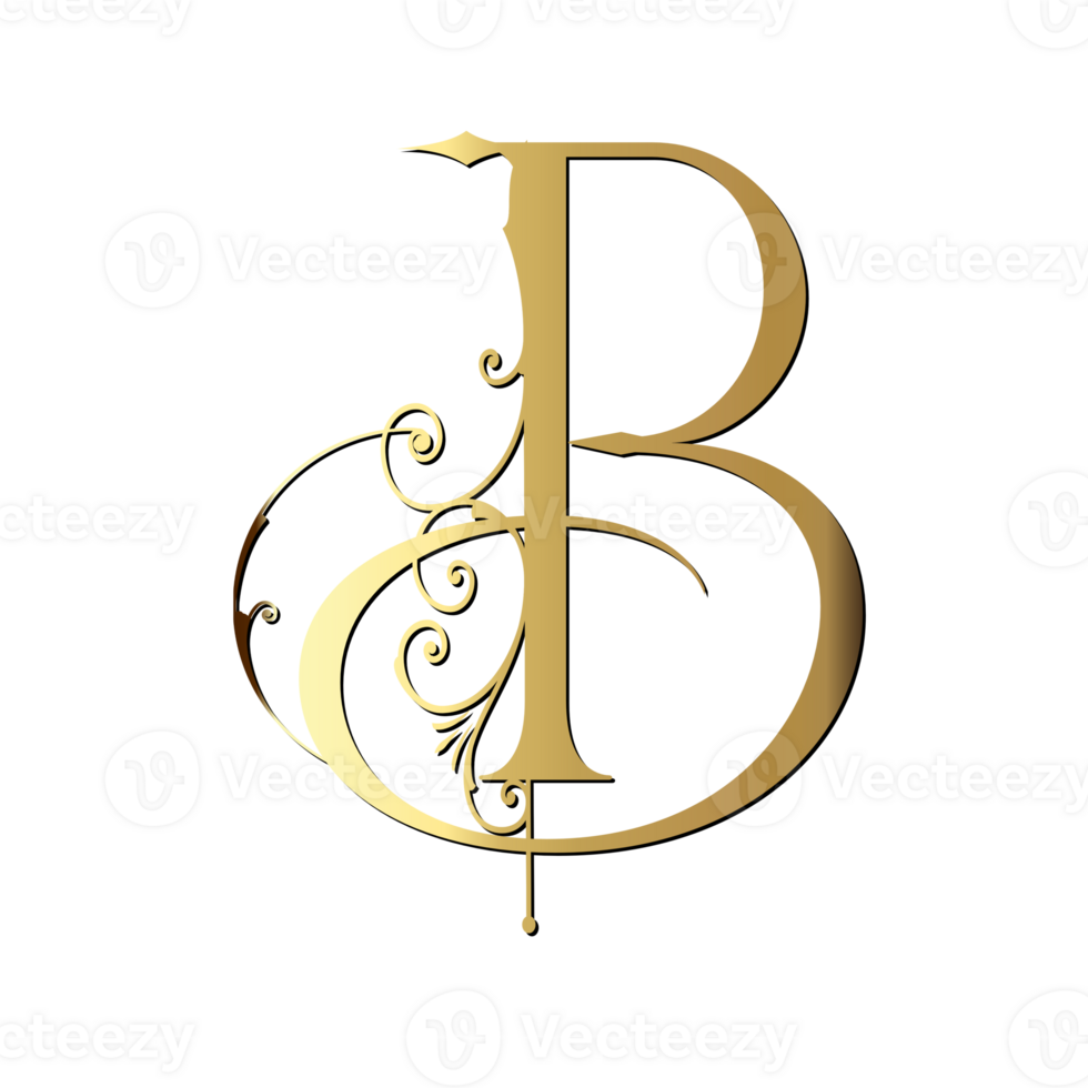 golden decorative  letter b png