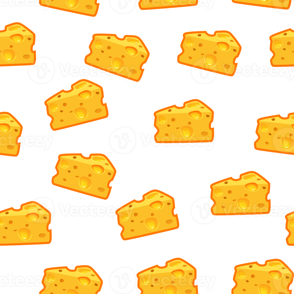 Seamless pattern with a slice of cheese on a transparent background. Cheese background png